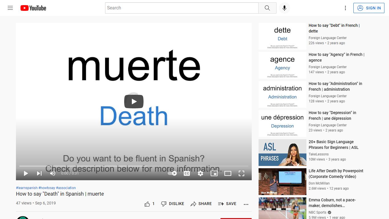 How to say "Death" in Spanish | muerte - YouTube
